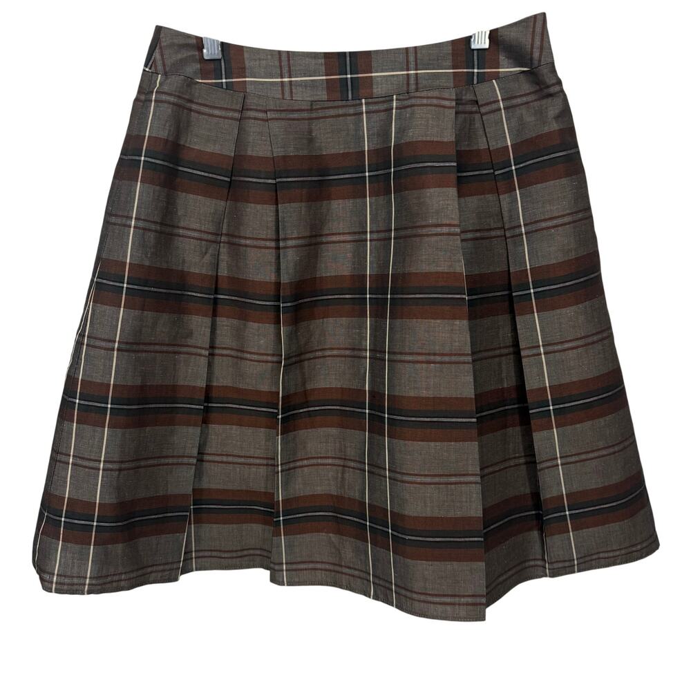 Banana Republic Women's Size 4 Plaid Pleated Skirt Linen Blend NWT $98 Retail
